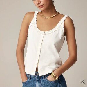 J. Crew Broken-in jersey button-front tank top with ruffle trim XXS